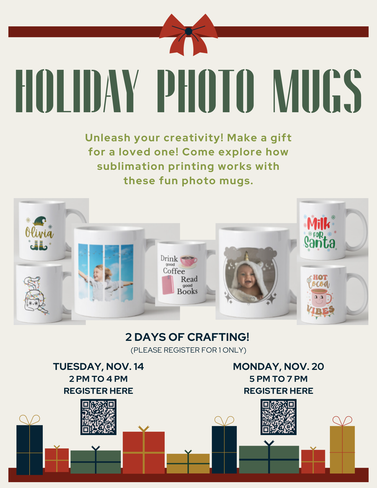 Holiday photo mugs